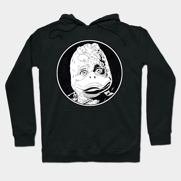 HOWARD THE DUCK (Circle Black and White) Hoodie by Famous Weirdos